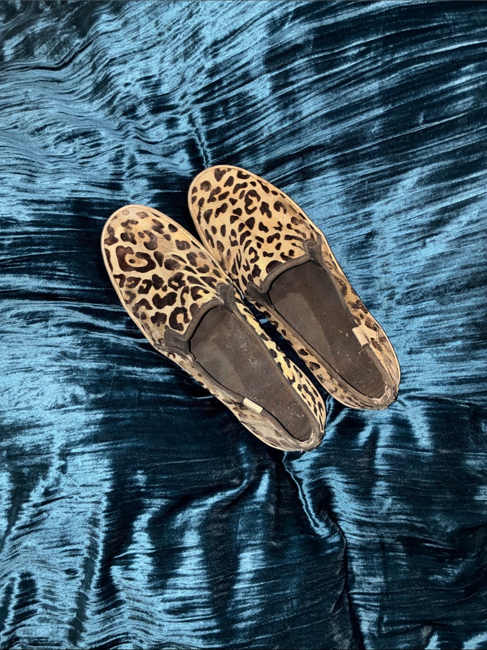 Keds Leopard Print Slip-On Flats - Tan and Black
